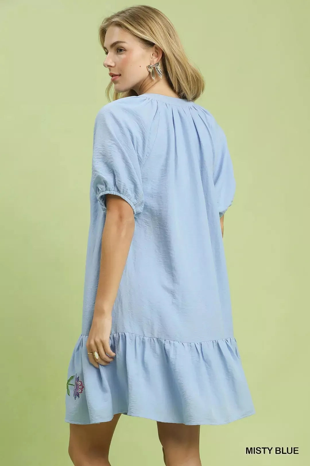 Umgee Embroidered Floral Babydoll Dress