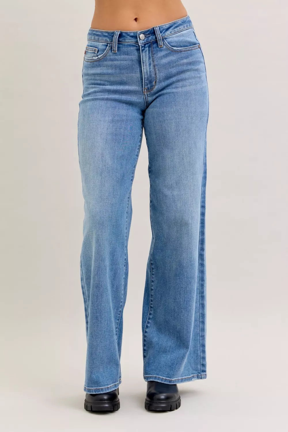 Judy Blue Mid Rise Retro Wide Leg Jeans