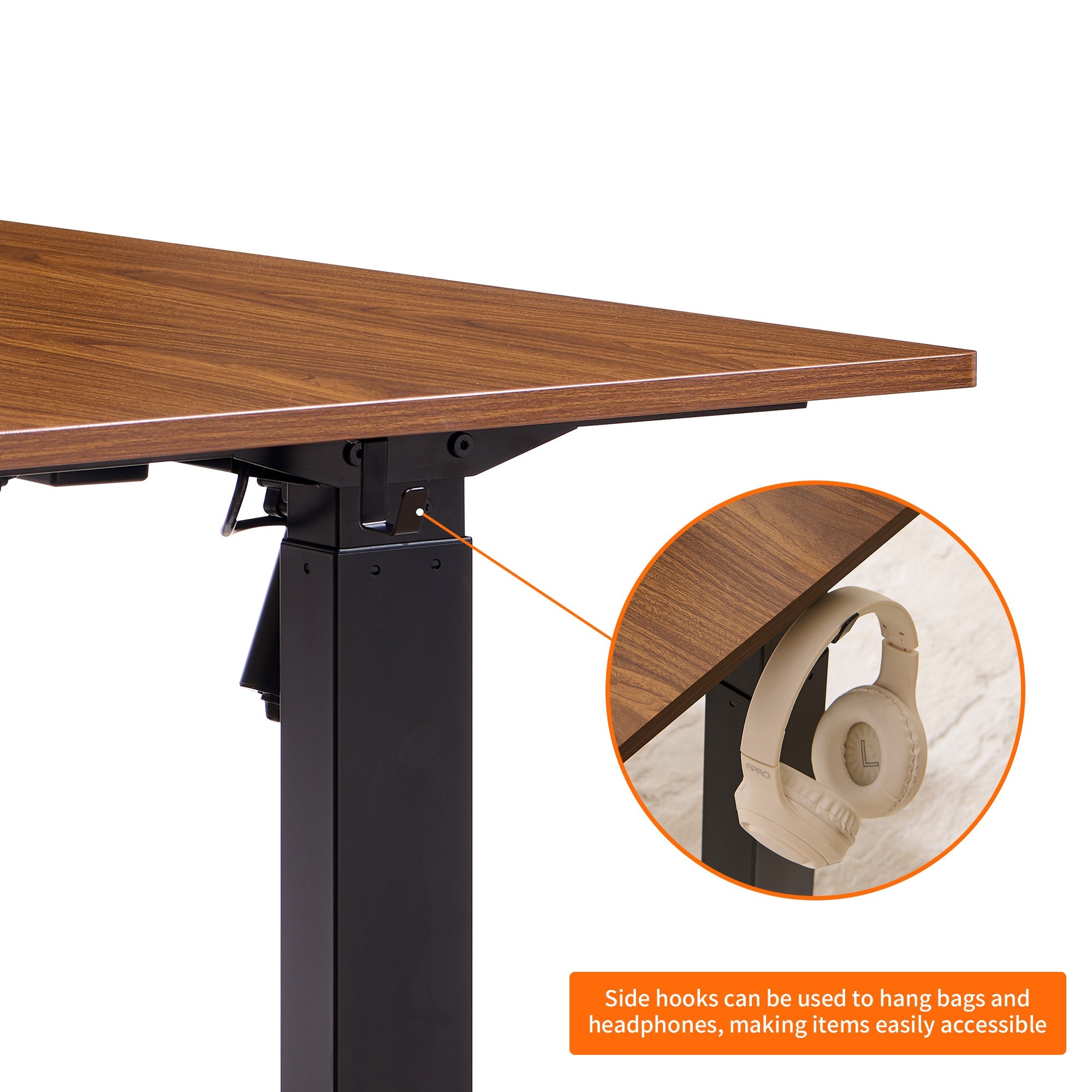 Electric Standing Desk, Adjustable Height Stand up Desk, 24x48 Inches Sit Stand Home Office Desk,Black Frame/Mahogany Top