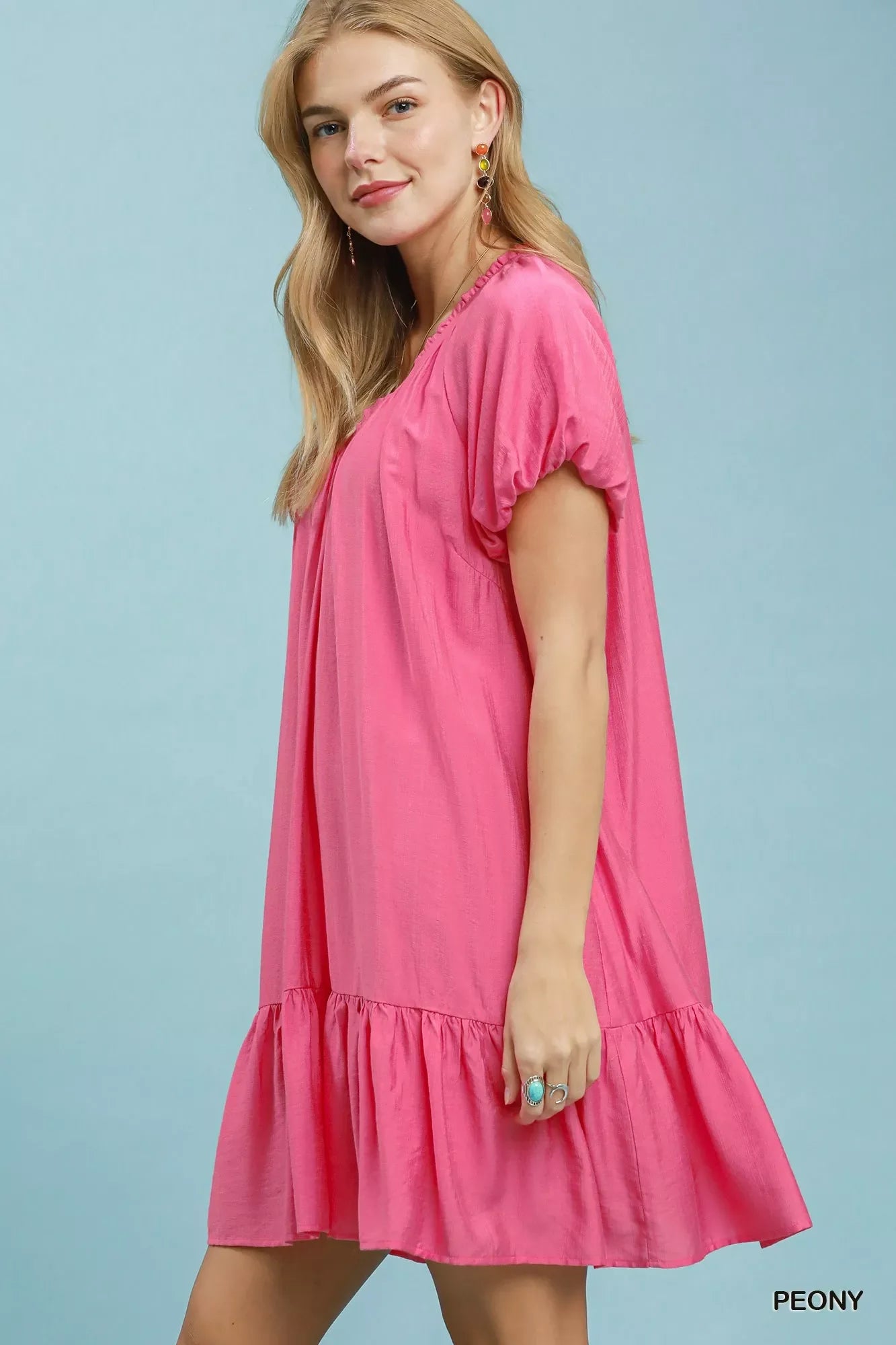 Umgee Ruffle Hem Shift Mini Dress