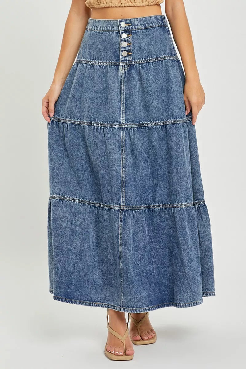 RISEN High Rise Ruffle Long Skirts