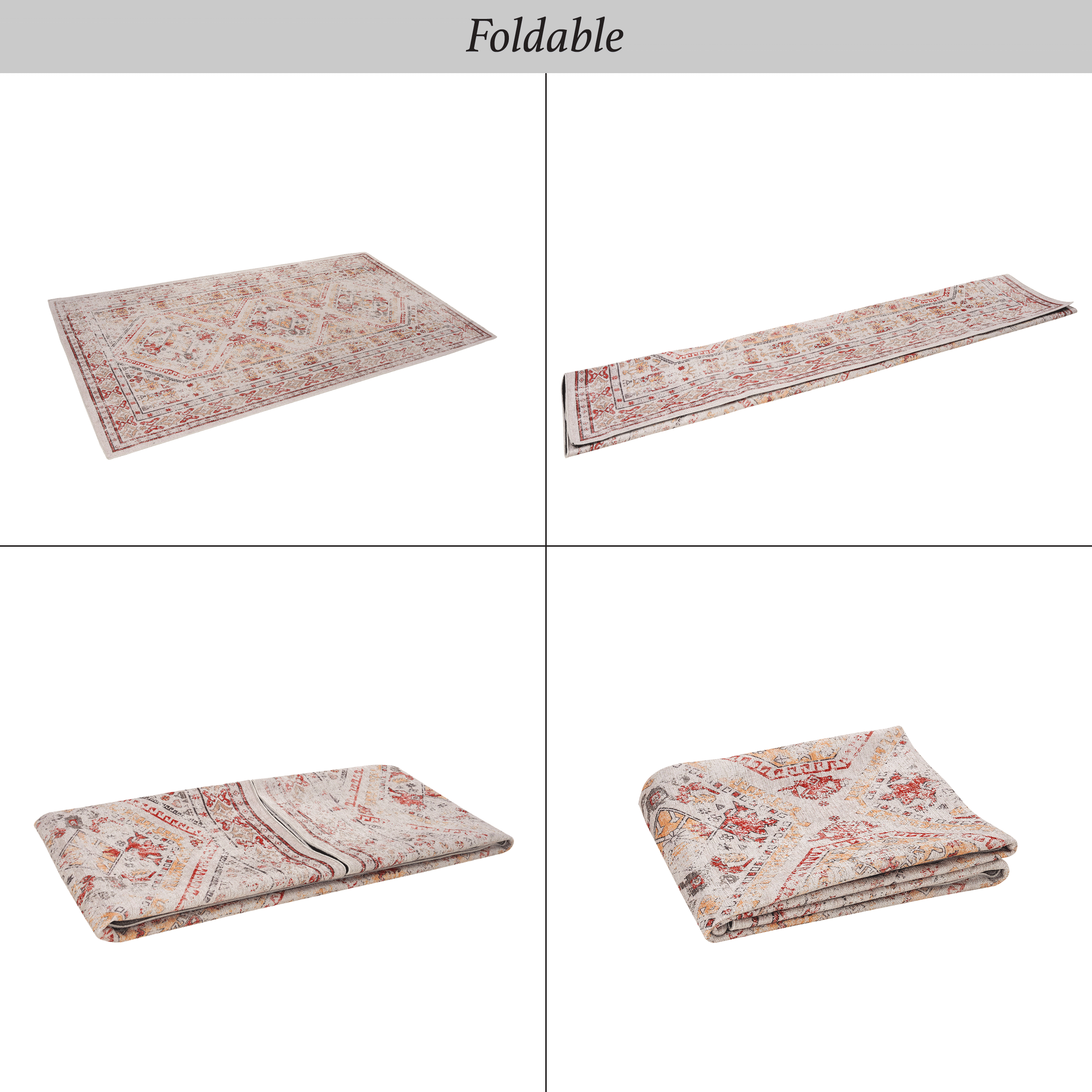 NAAR MAVAL Beige Washable Rug 5x8 Area Rug (Beige, 5' x 8')