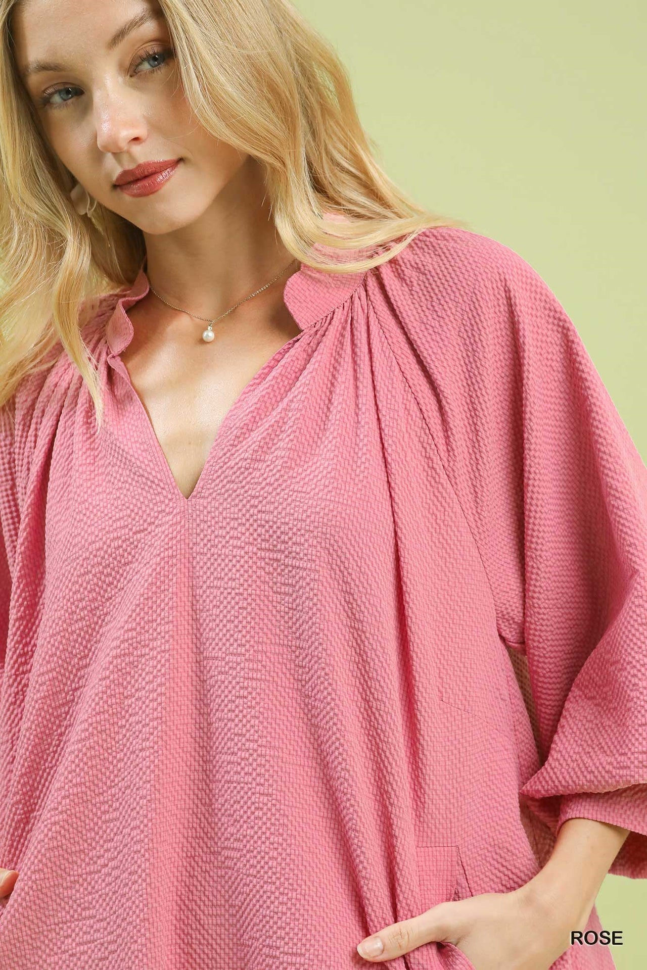 Umgee Textured Pocket Mini Dress