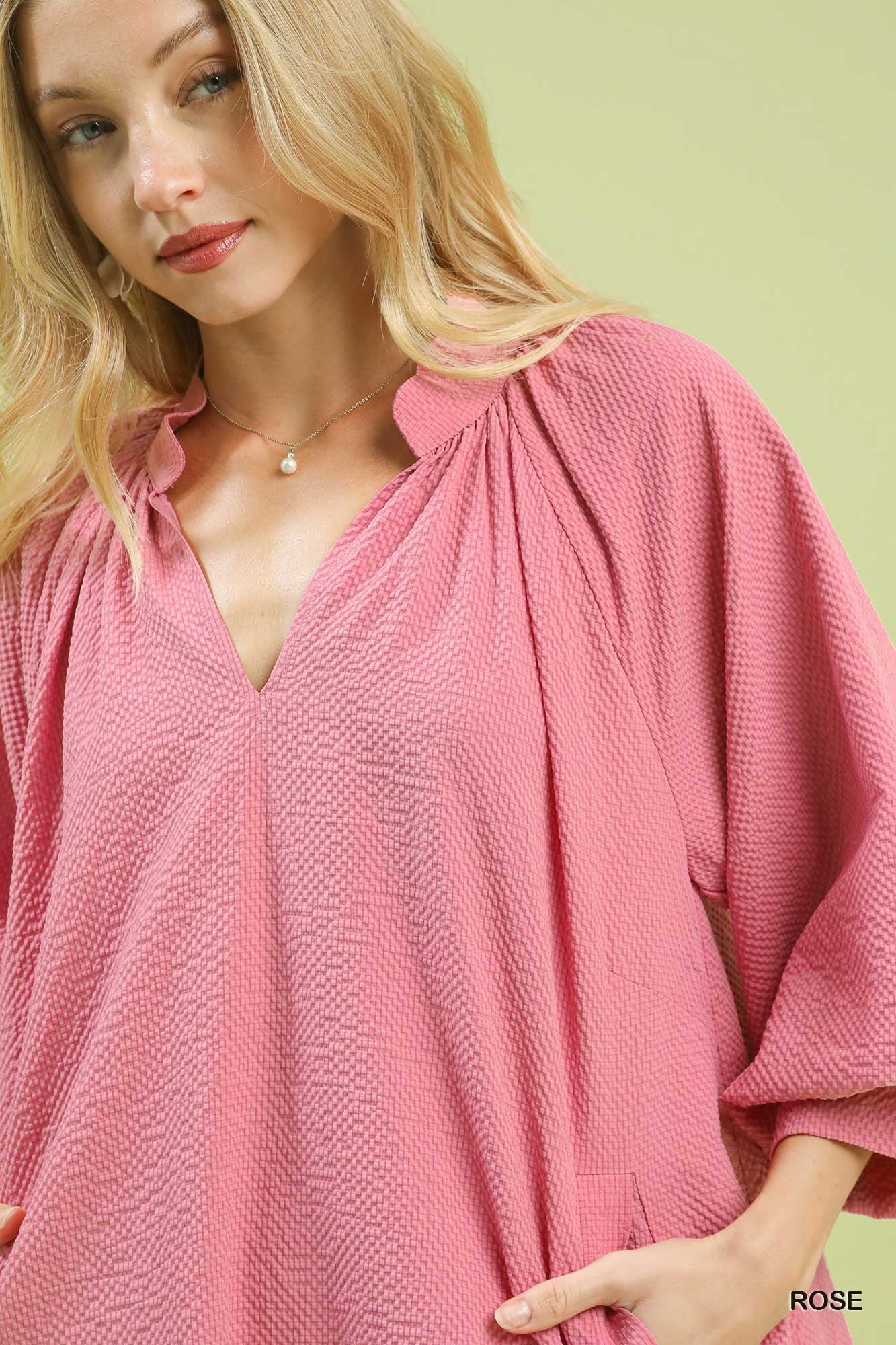 Umgee Textured Pocket Mini Dress