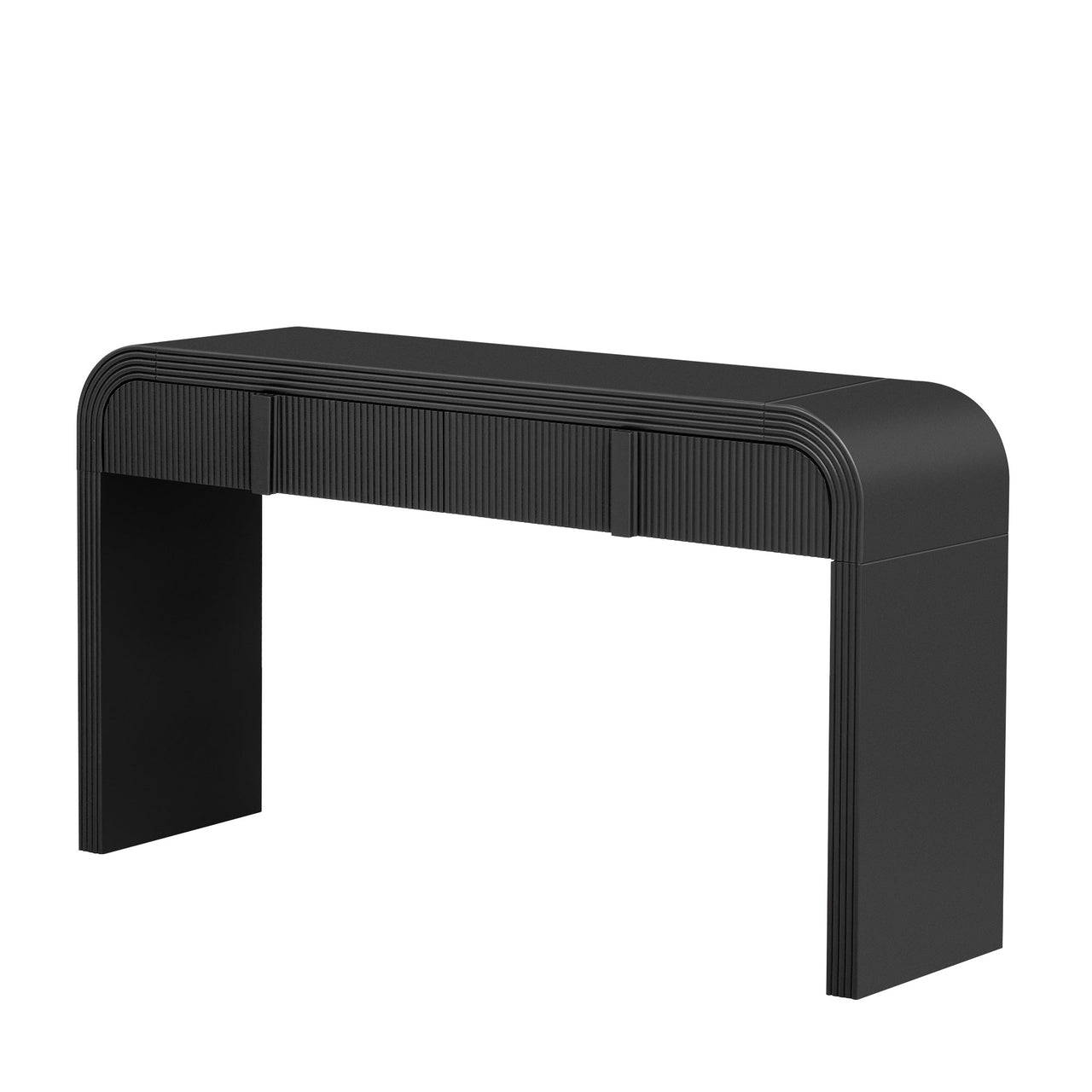 TREXM Modern Console Table with 2 Storage Drawers, Fluted Entryway Table with Rounded Silhouette for Hallway Living Room and Entryway (Black)