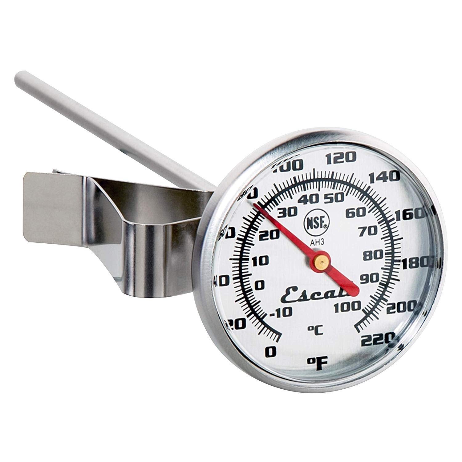 Escali AH3 NSF Certified Commercial Instant Read Large Dial Thermometer W/Clip Silver