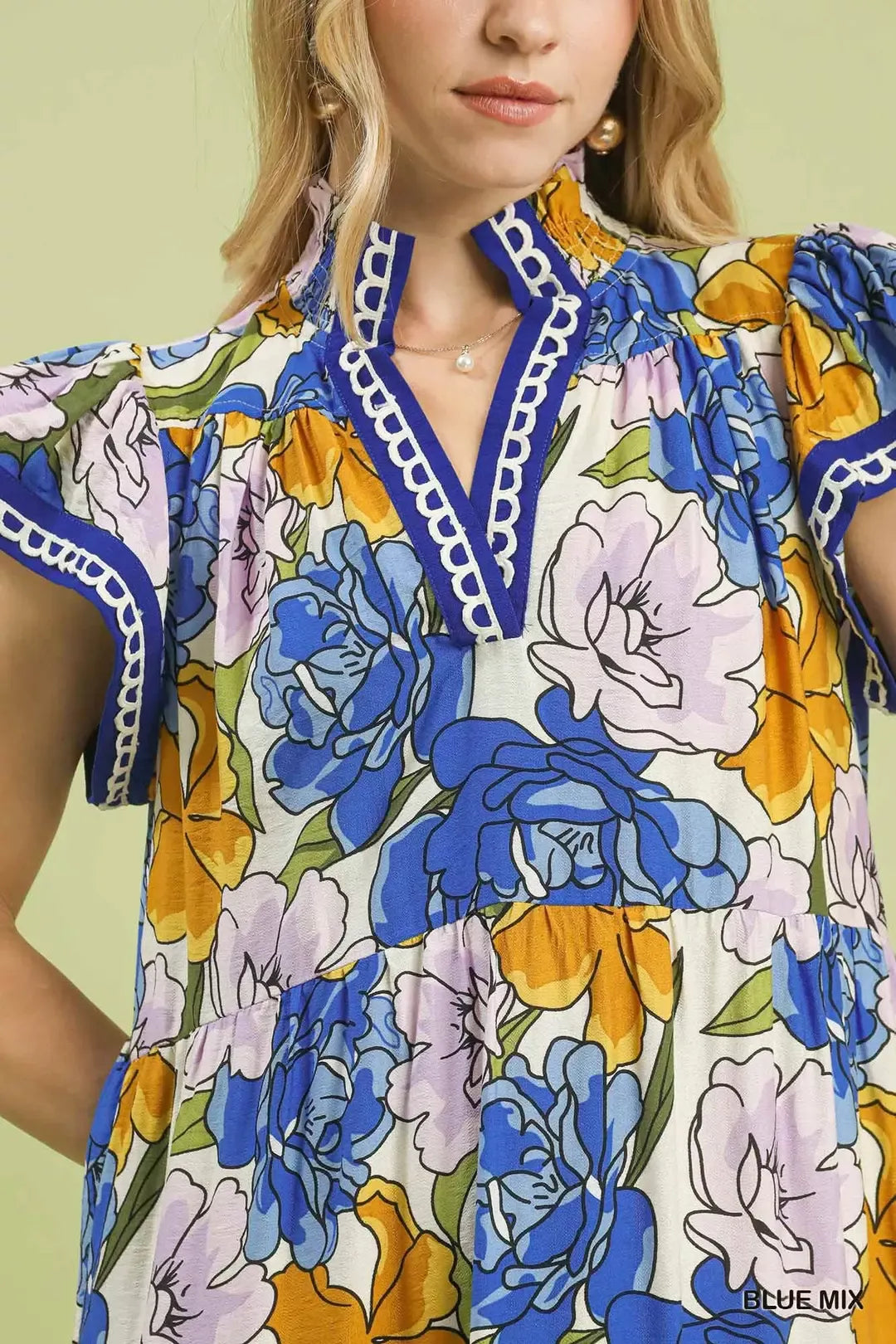 Umgee Mix Bold Floral Tiered Midi Dress