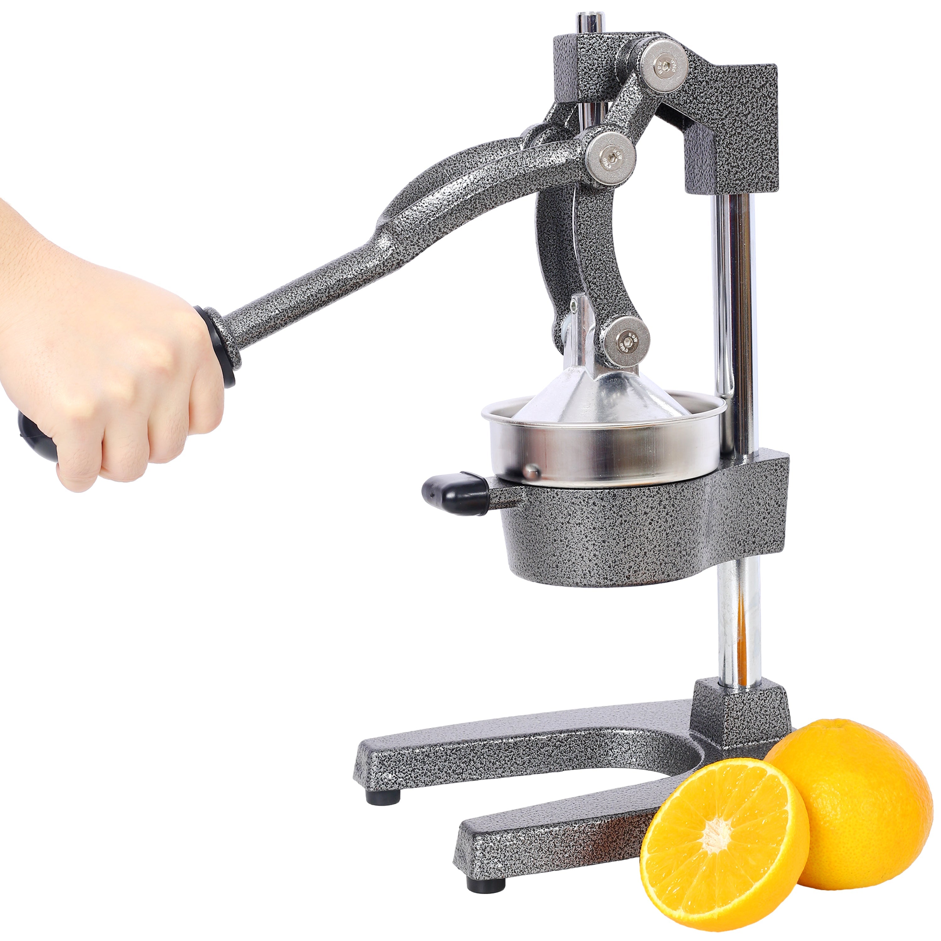 Cast Iron Citrus Juicer, Extra-Large Commercial Grade Manual Hand Press , Heavy Duty Countertop Squeezer for Fresh Orange Juice ,grey color
