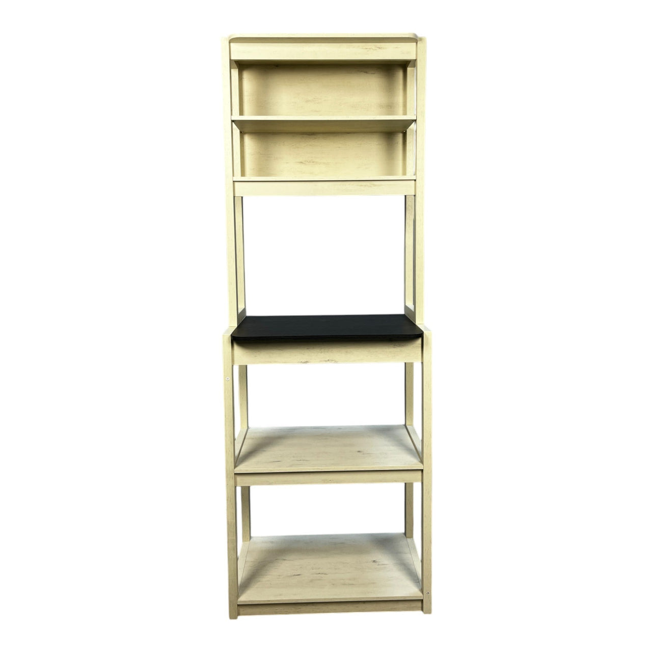 23.62' White and Black color Bakers Rack for Kitchen with Storage, Coffee Bar, 5-Tier Kitchen Shelves, Microwave Stand
