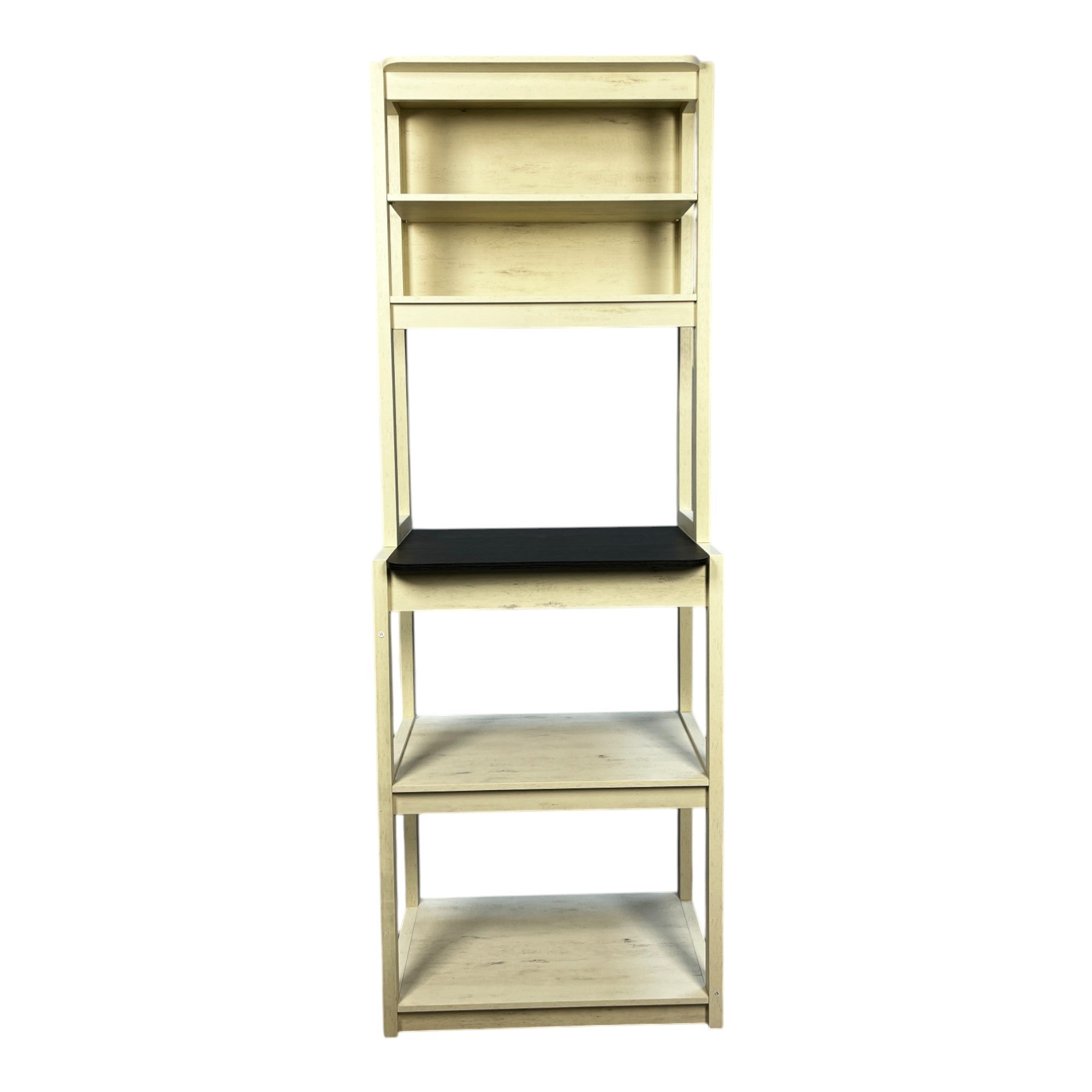 23.62' White and Black color Bakers Rack for Kitchen with Storage, Coffee Bar, 5-Tier Kitchen Shelves, Microwave Stand