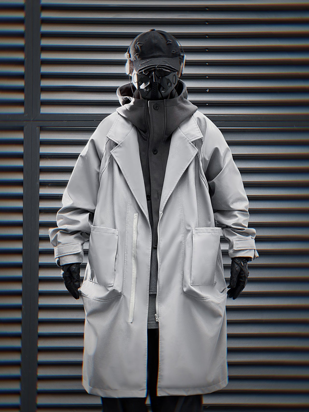 HiJ36 Grey Urban Trench Coat