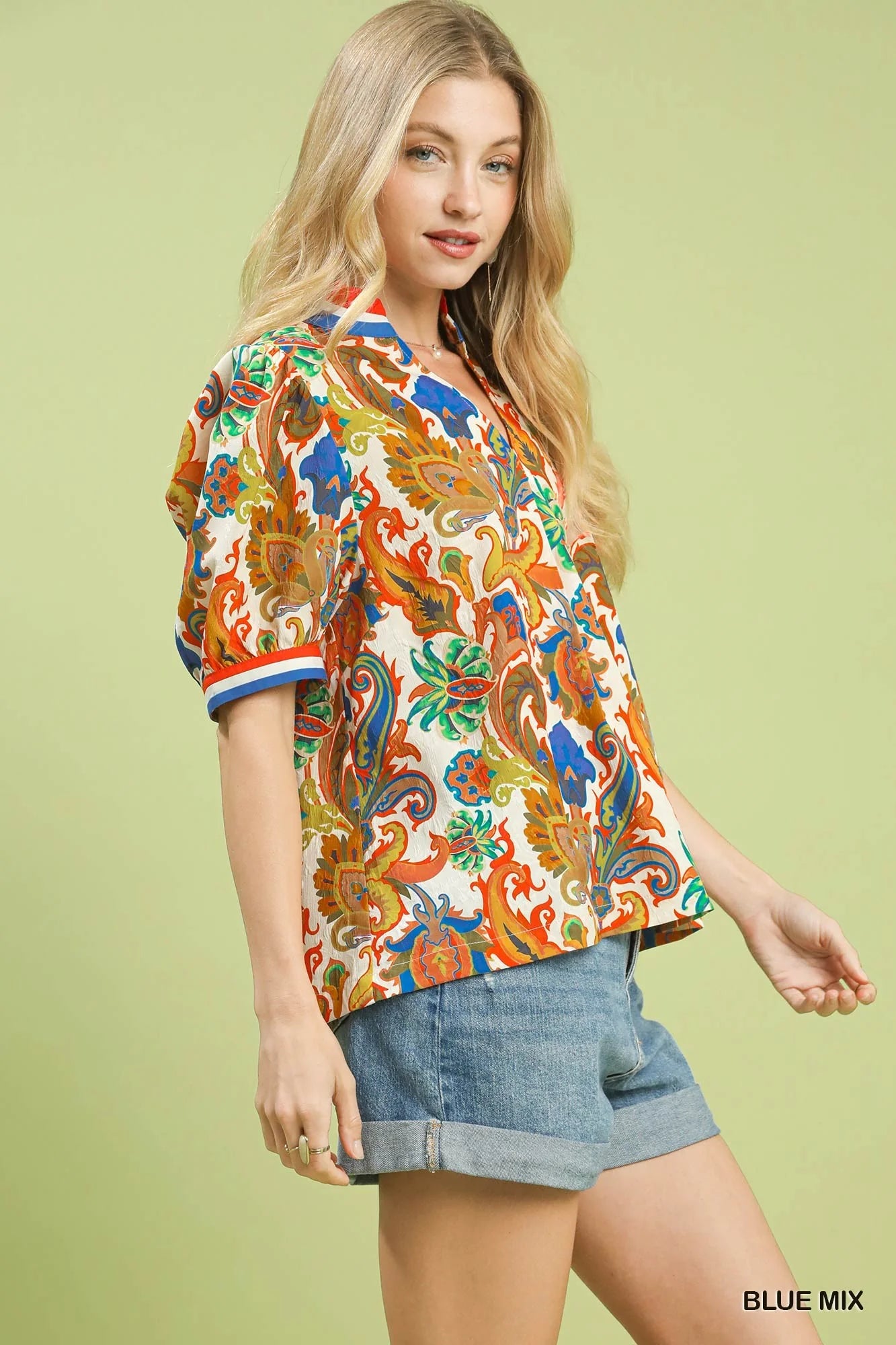 Umgee Jacquard Abstract Print Top