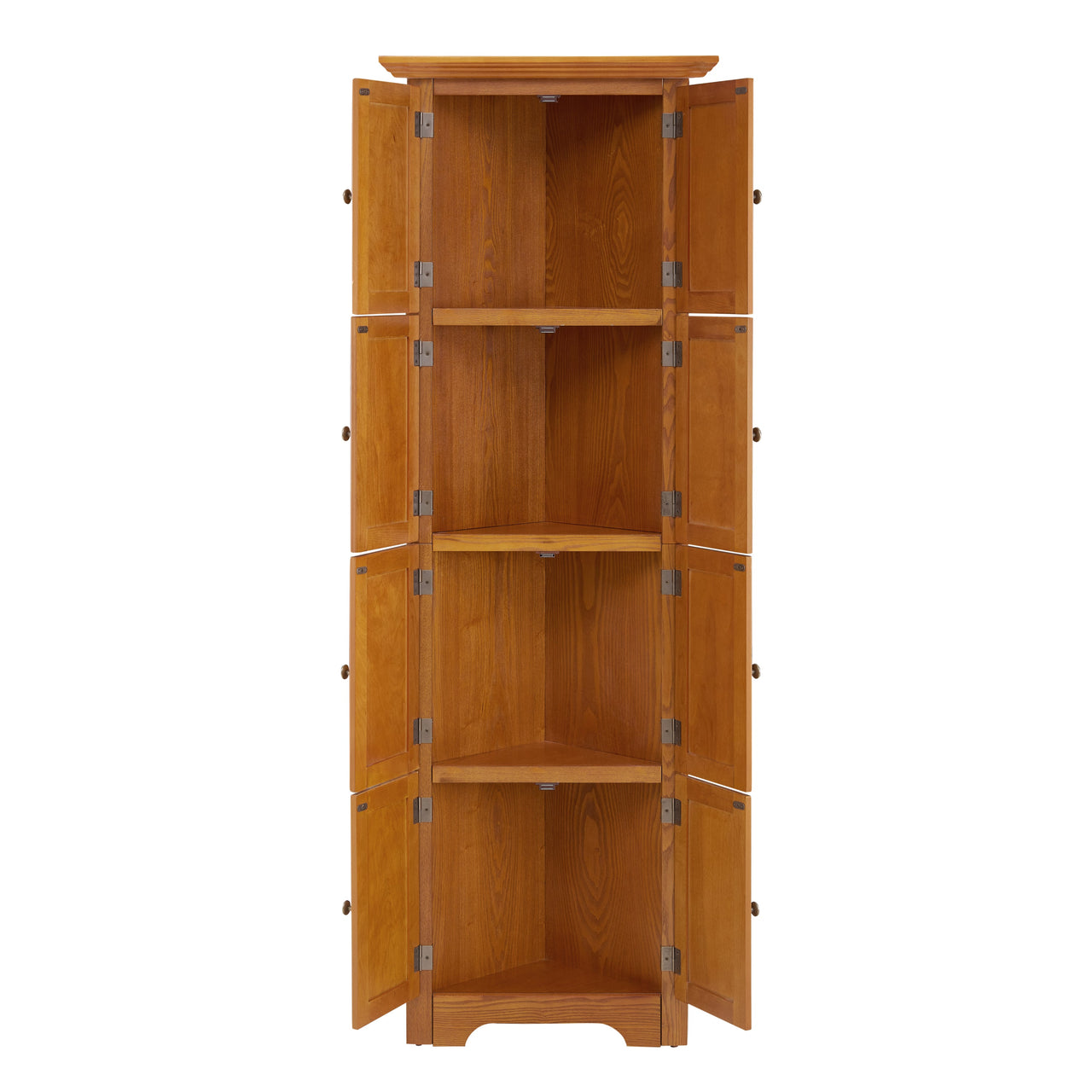4-Tier 72' Corner Kitchen Pantry Storage Cabinet with 8 Doors Tall Storage Cabinet, Corner Cabinet and Shelves, Home farmhouse bookshelf Cabinet for Bathroom, Living room, Kitchen OAK