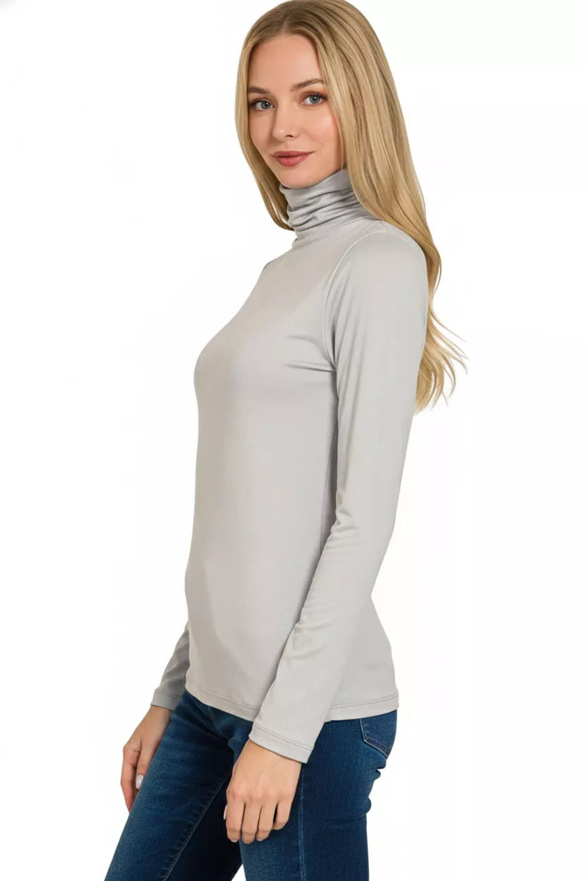Zenana Premium Microfiber Mock Neck Top