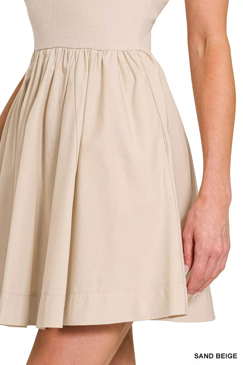 Zenana Combined Knit Tube Top Flare Mini Dress