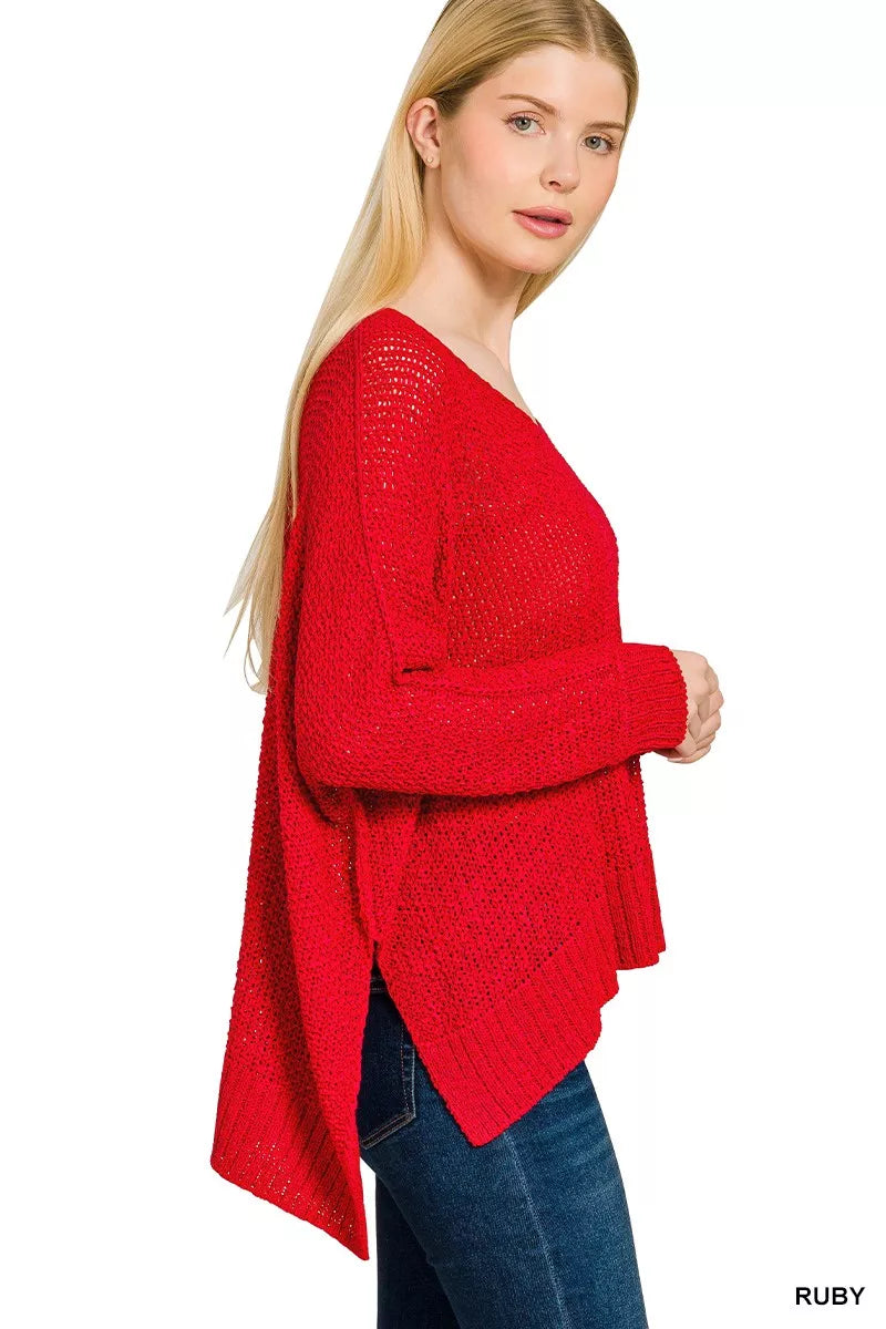 Zenana Dolman Sleeve V-Neck Sweater