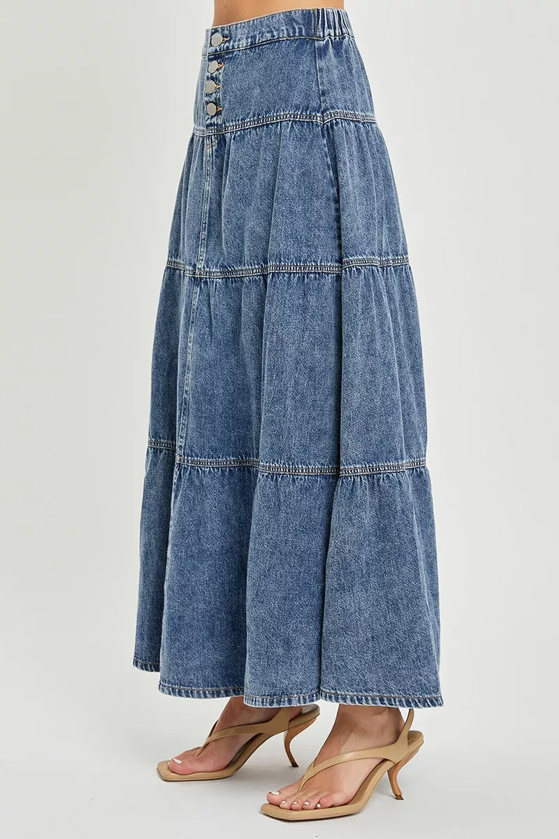 RISEN High Rise Ruffle Long Skirts