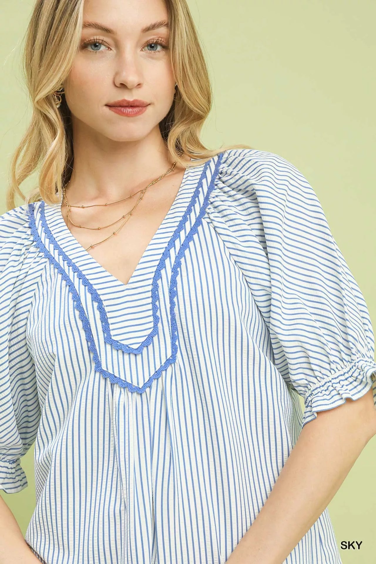 Umgee Stripe V-Neck Blouse