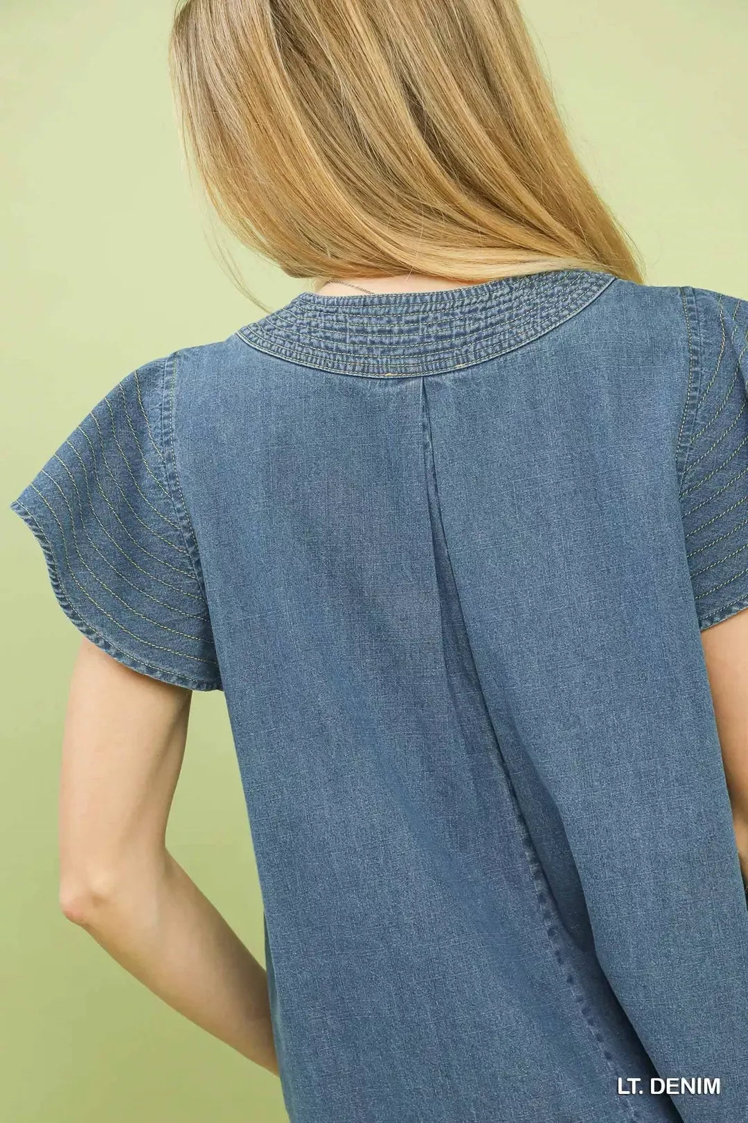 Umgee Cap Sleeve Denim Top