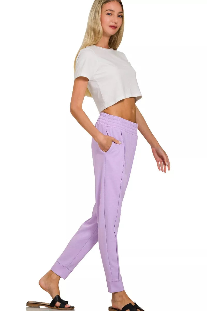 Zenana Scuba Mock Neck Sweatshirt and Joggers Set