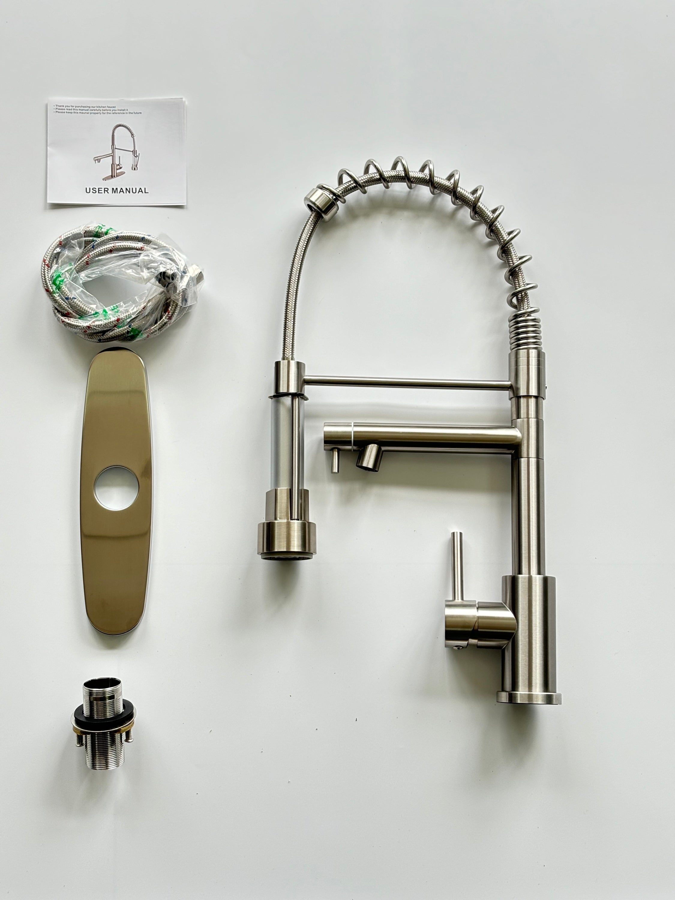 Kitchen Faucet with Pull Down Sprayer, Touch On Single Handle 2- Function Stainless Steel Spring Neck, Single Hole Installation for Residential, Commercial, RV, Bar & More, Brushed Nickel