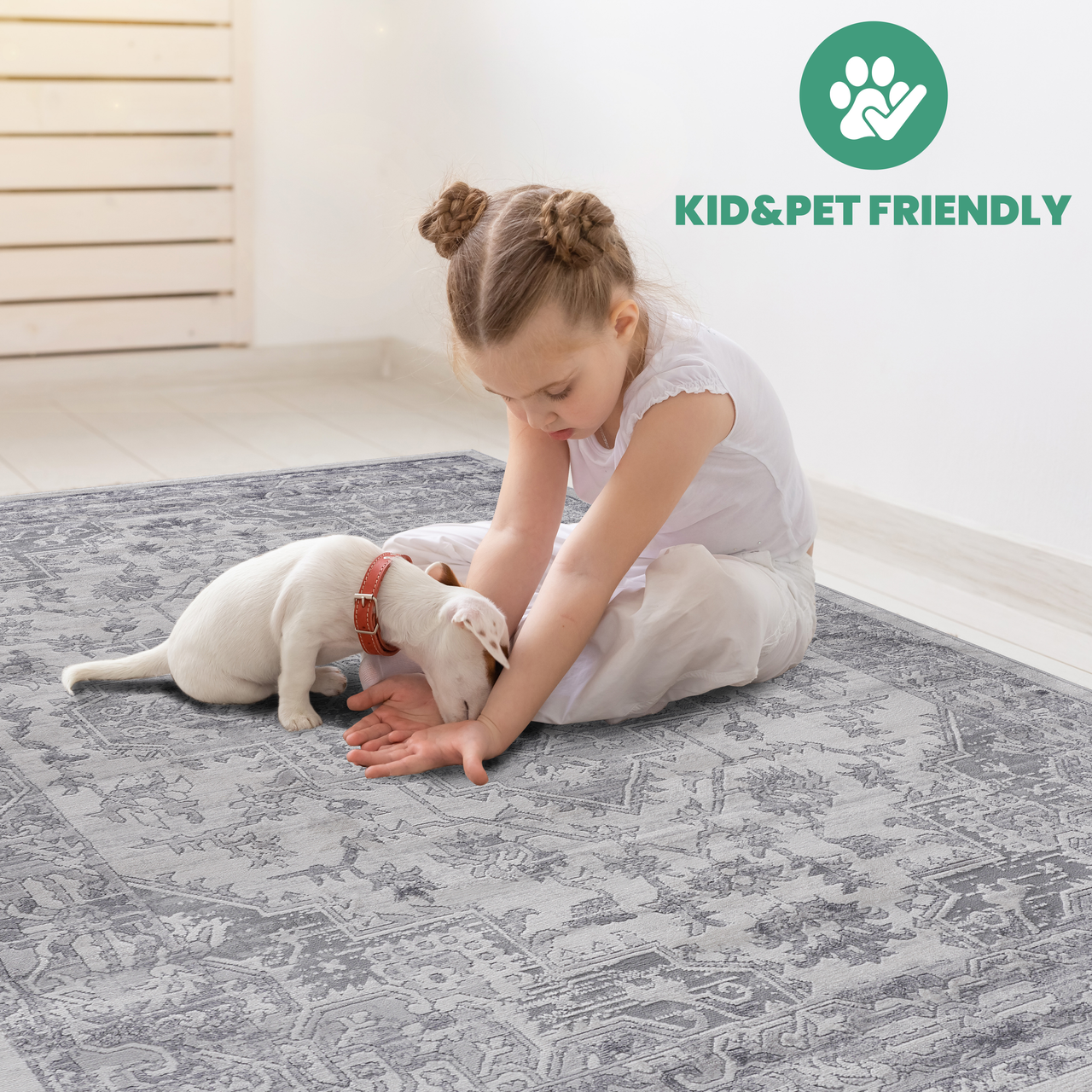NAAR MARFI Collection 6X9 Silver / Oriental Area Rug
