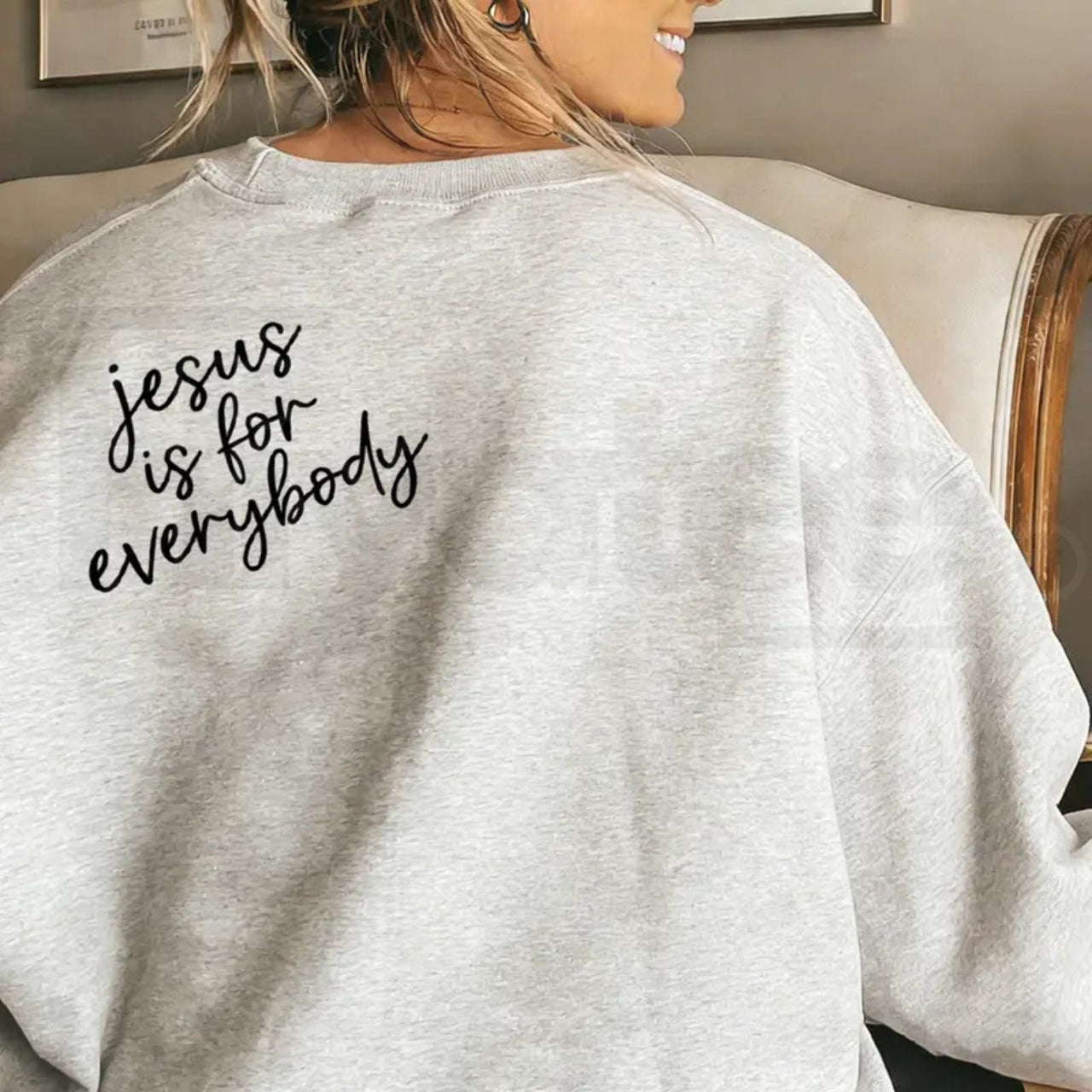 Jesus Is For Everybody Graphic Oversized Crewneck: Christian Faith Faith Casual Pullover