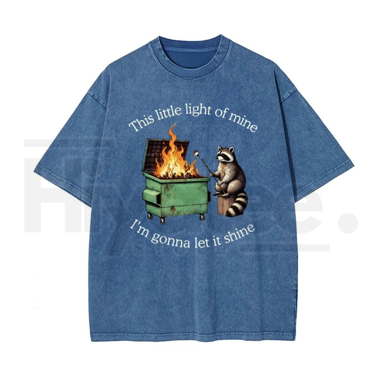 Raccoon “Let It Shine” Vintage Washed T-Shirt – Oversized Batik Cotton Inspirational Graphic Tee