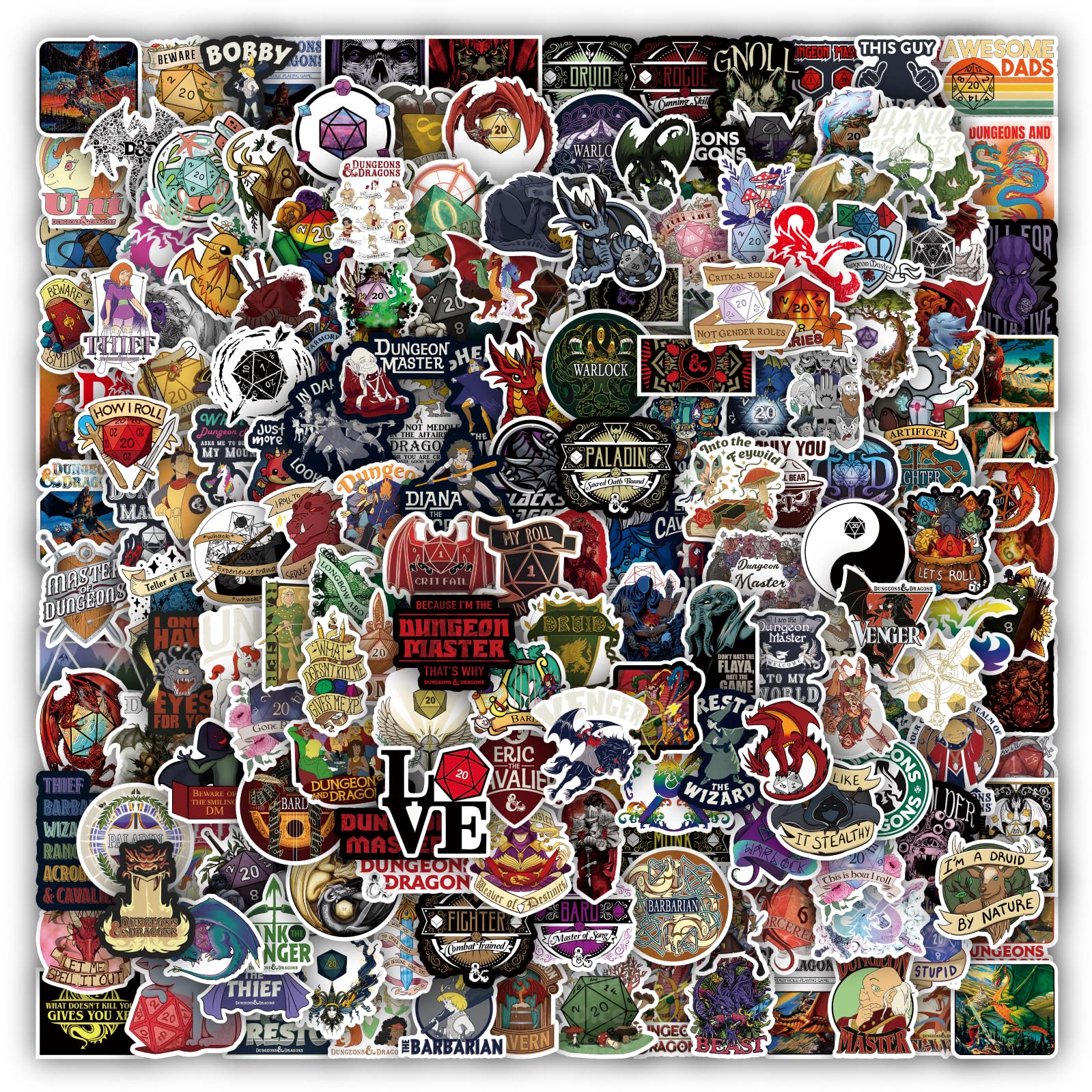 sxdaizjsym 200 Pcs Dungeons and Dragons Stickers for Laptop Water Bottle Bumper Luggage Computer Skateboard Snowboard Gifts for Kids Girls Teens Boys Women Men