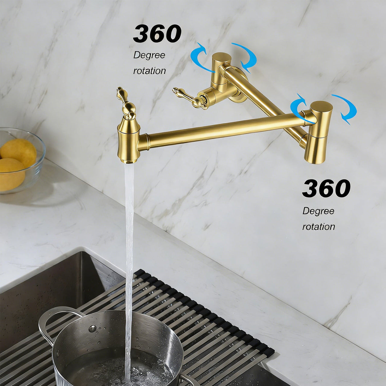 Wall Mount Folding Kitchen Pot Filler Faucet