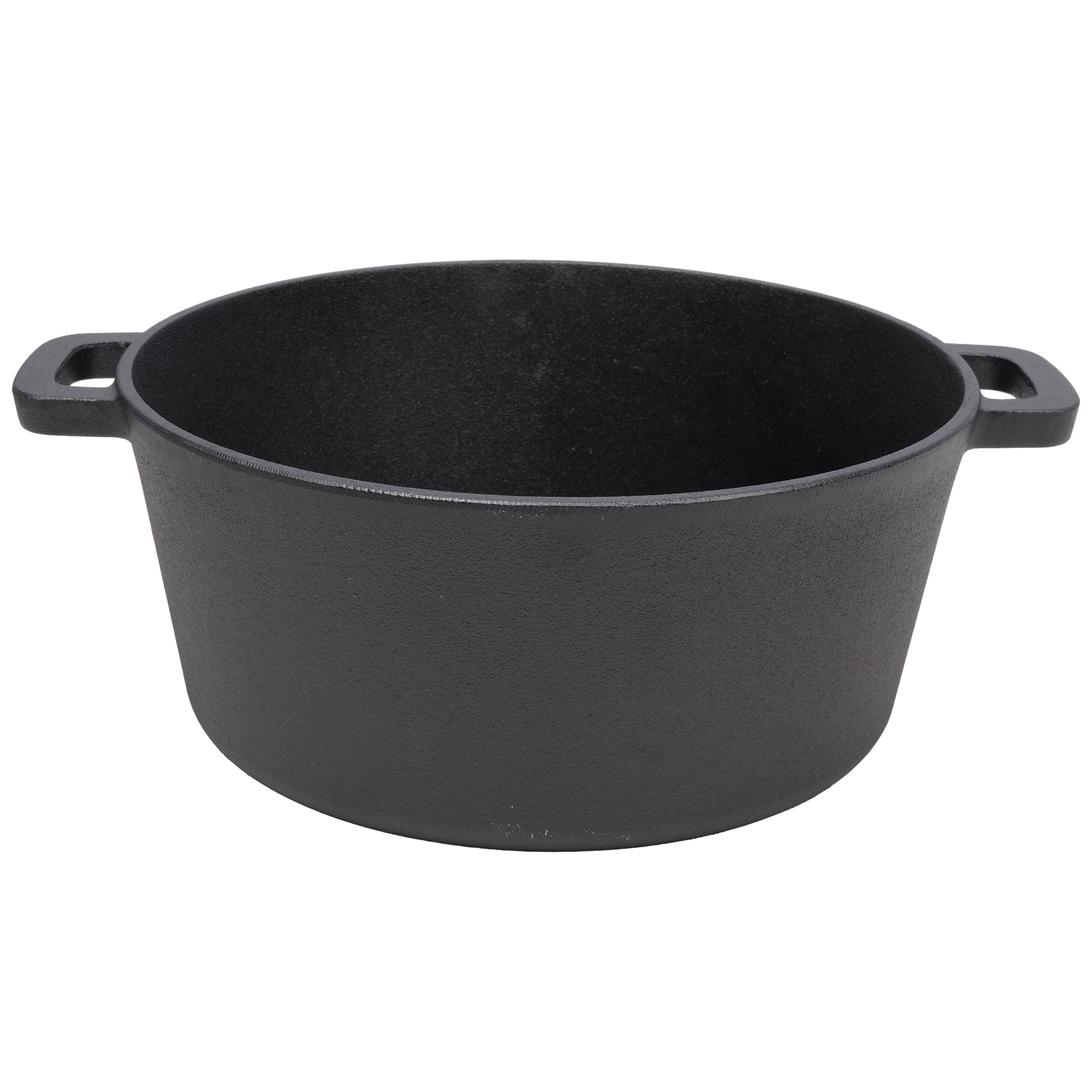 3 in 1 Pre-Seasoned Cast Iron Dutch Oven, Outdoor Camping Deep Pot, 5 Quart. Cover As A Skillet with Ribbed Bottom Design. With 2pcs Silicone Handel Covers, 1PC Lid Lifter.