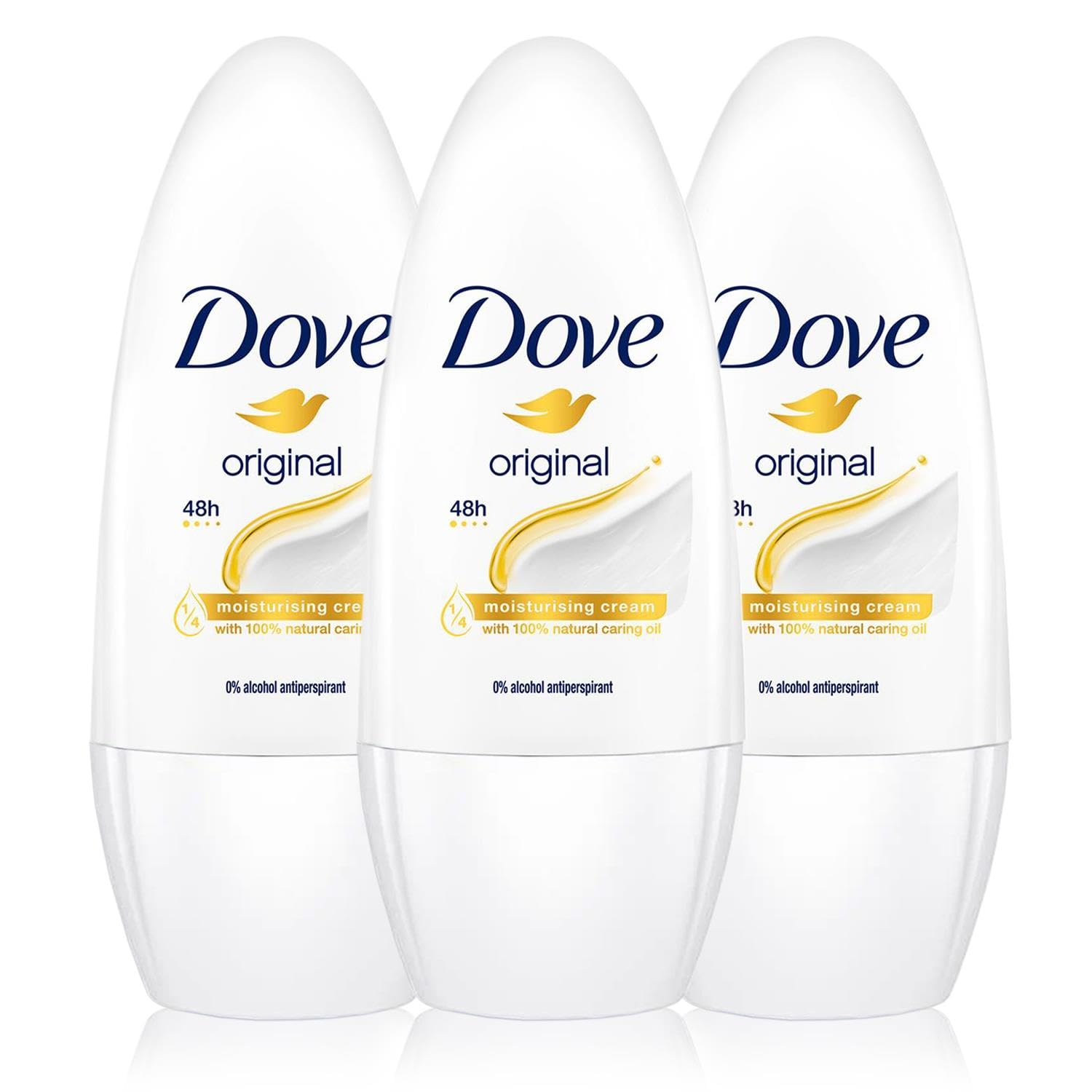 3 x 50ml Dove Anti-Perspirant Roll-On Original