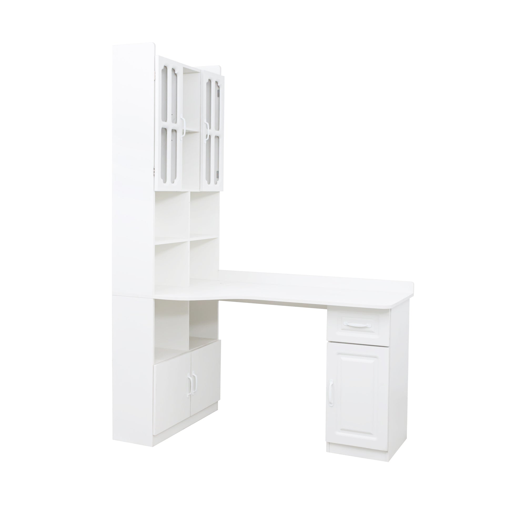 L-Shaped Corner Computer Desk  for Home Office or Study desk, Study Modern Style Table with Drawers, Bookshelf & Hutch, 2-in-1 L-Shaped Design, Large Working Space,white