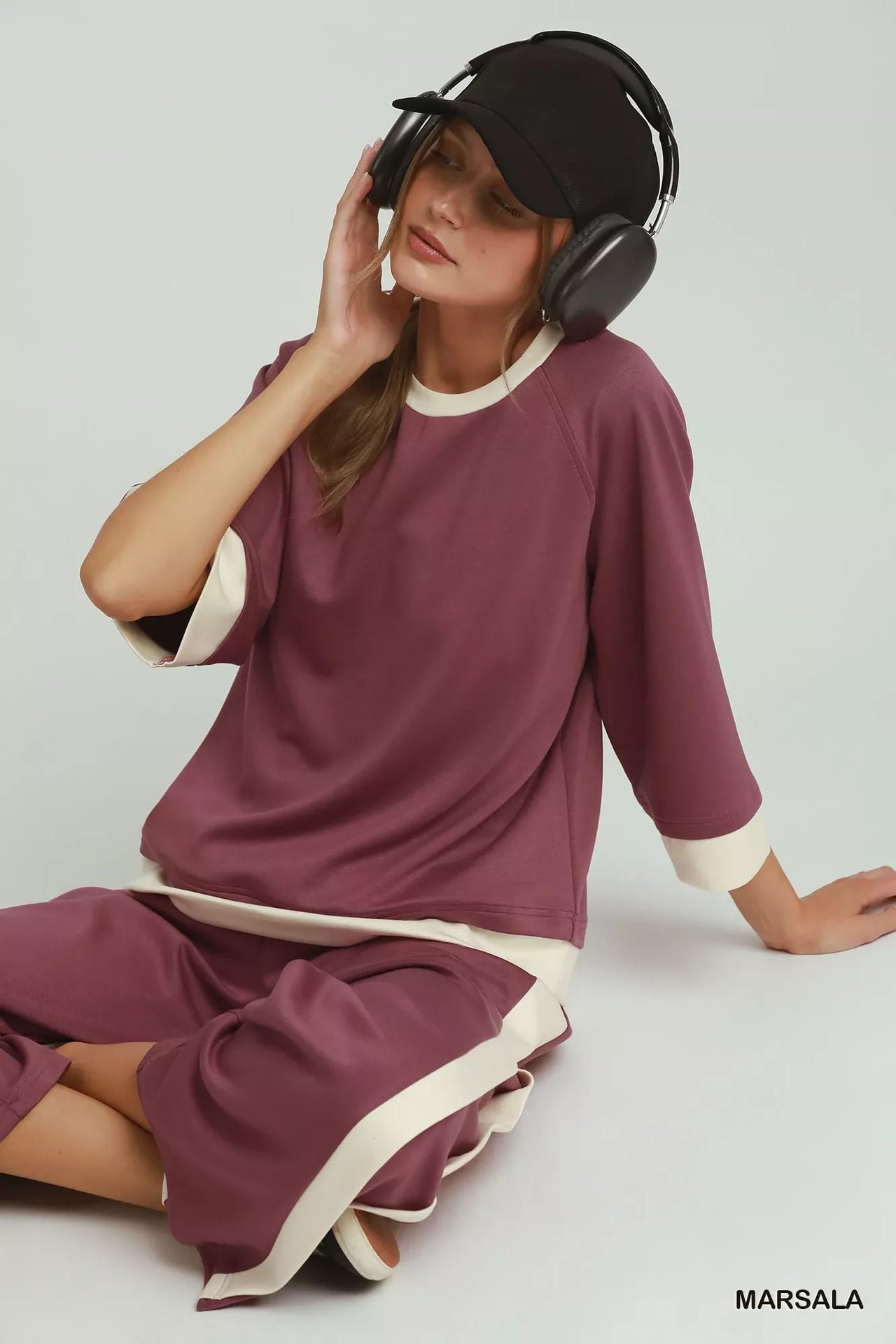 Umgee Colorblock Side Stripe Straight Pants