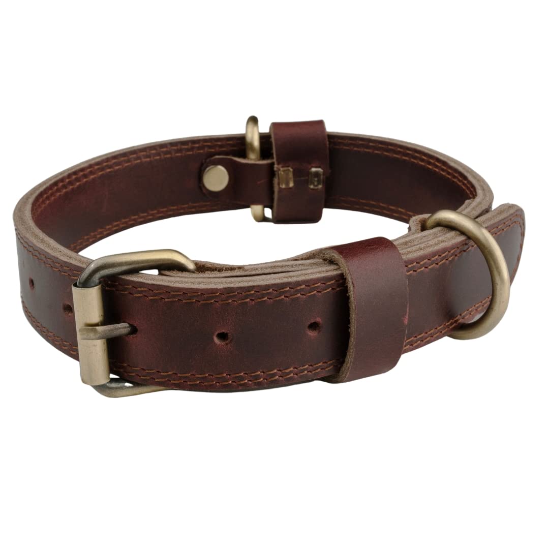 Boston Leather Goods Leather Dog Collar Heavy Duty Dog Collar for Small Dogs Medium Dogs or Large Size Dogs (Medium (14 inch - 18 inch) 1
