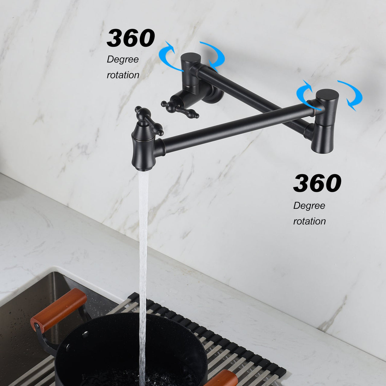 Wall Mount Folding Kitchen Pot Filler Faucet