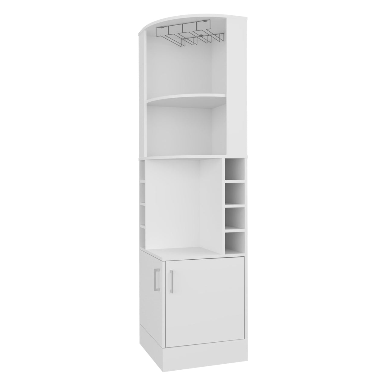 FM FURNITURE Page Corner Bar Cabinet with Wine Storage and Glass Rack. White