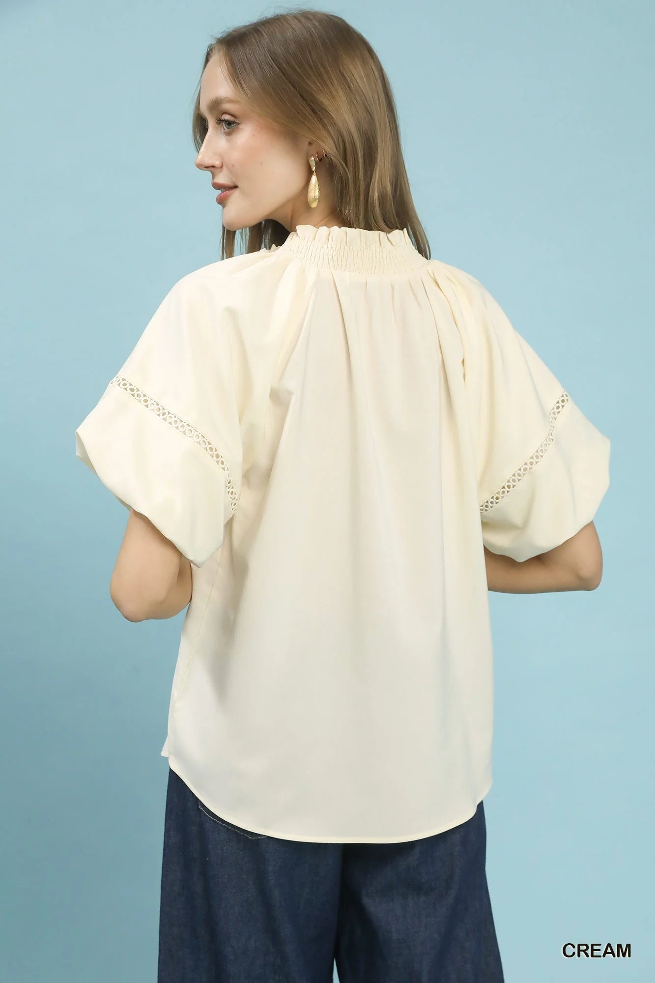 Umgee Lace Trim Peasant Top