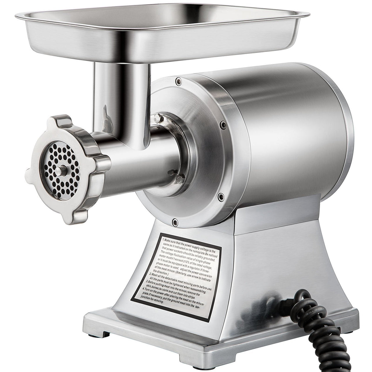 Commercial Meat Grinder,550LB/h 1100W Electric Meat Grinder, 220 RPM Heavy Duty Stainless Steel Industrial Meat Mincer w/2 Blades, Grinding Plates & Stuffing Tubes