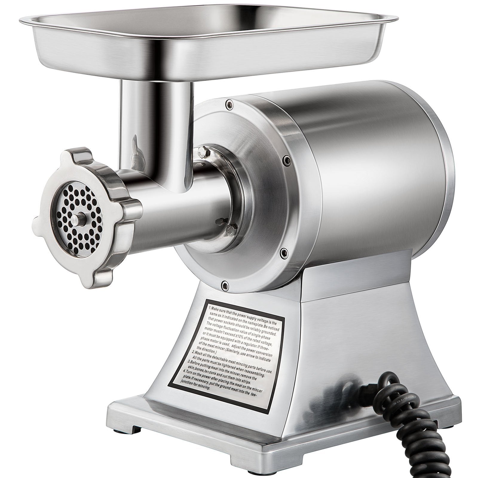 Commercial Meat Grinder,550LB/h 1100W Electric Meat Grinder, 220 RPM Heavy Duty Stainless Steel Industrial Meat Mincer w/2 Blades, Grinding Plates & Stuffing Tubes