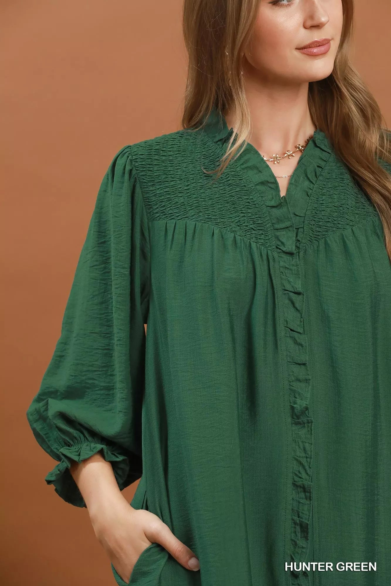 Umgee Smocked Ruffle Detail Tiered Mini Dress