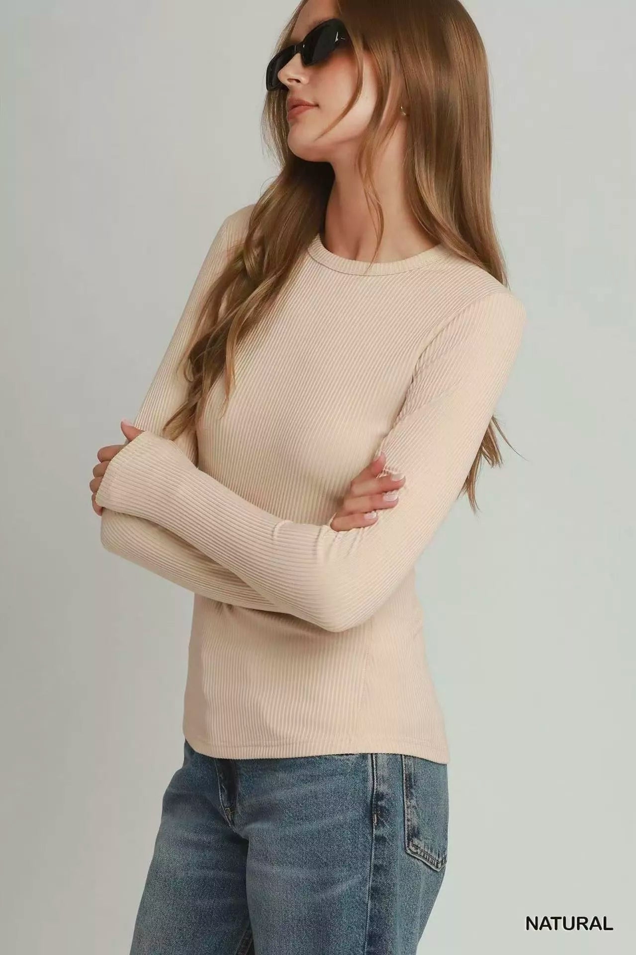 Umgee Brushed Rib Long Sleeve Top