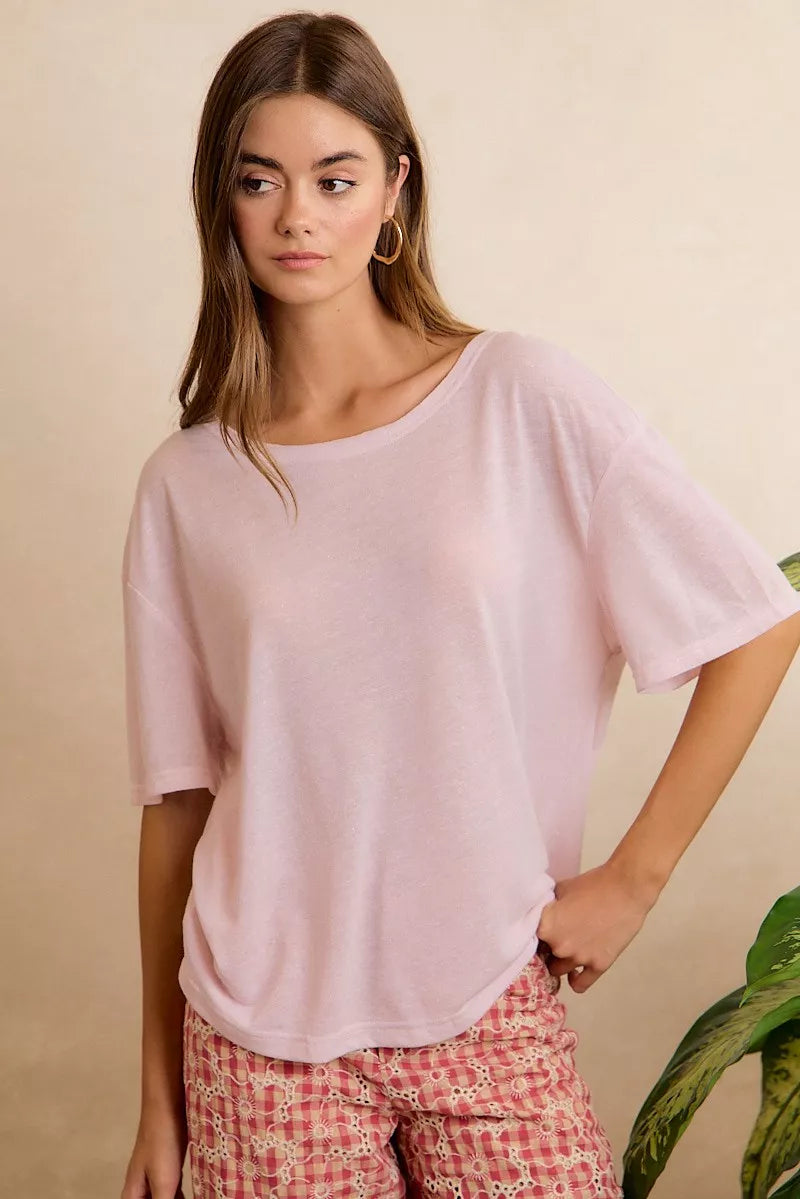 BiBi Solid Jersey Relaxed Fit Short Sleeves Pocket Top