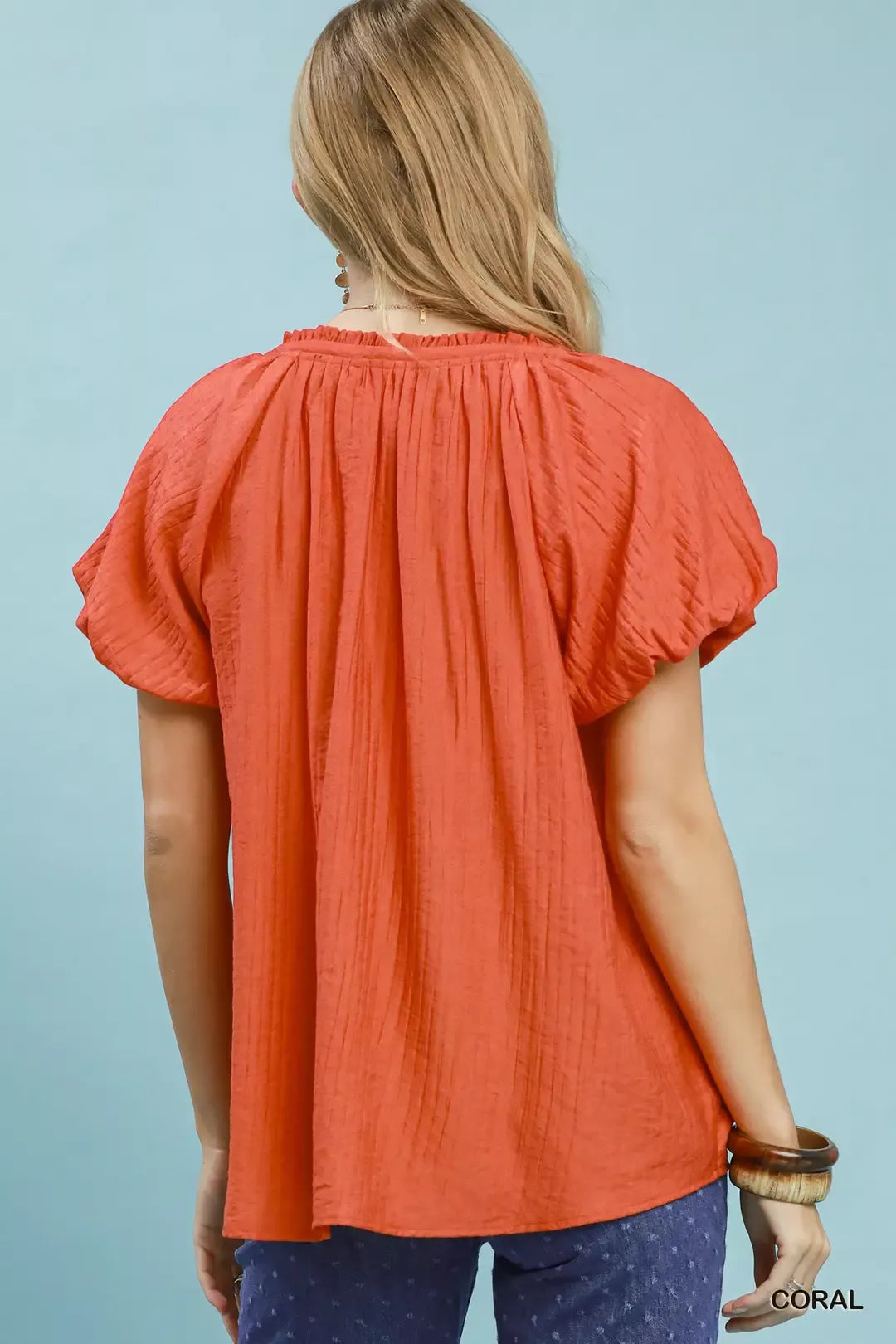 Umgee Gathered V-Neck Top