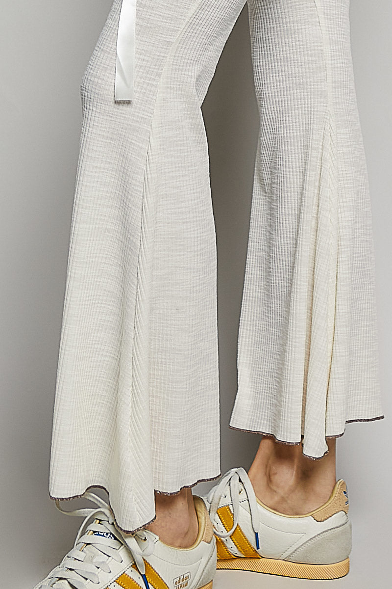 POL Drawstring Textured Ribbed Knit Pants