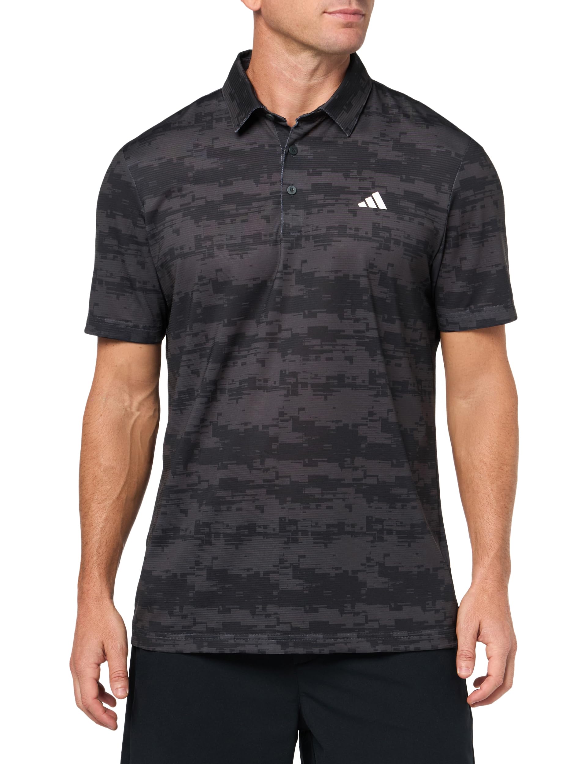 adidas Mens Ultimate365 Heat.Rdy Stripe Polo Shirt Carbon/Black