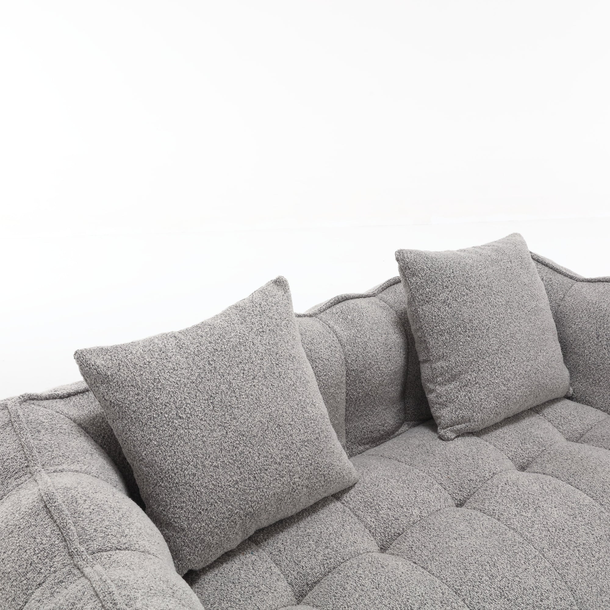 Cozy Beanbag Chair with High Resilience Foam Core for Two - Grey Chenille, 66x35x25 inches