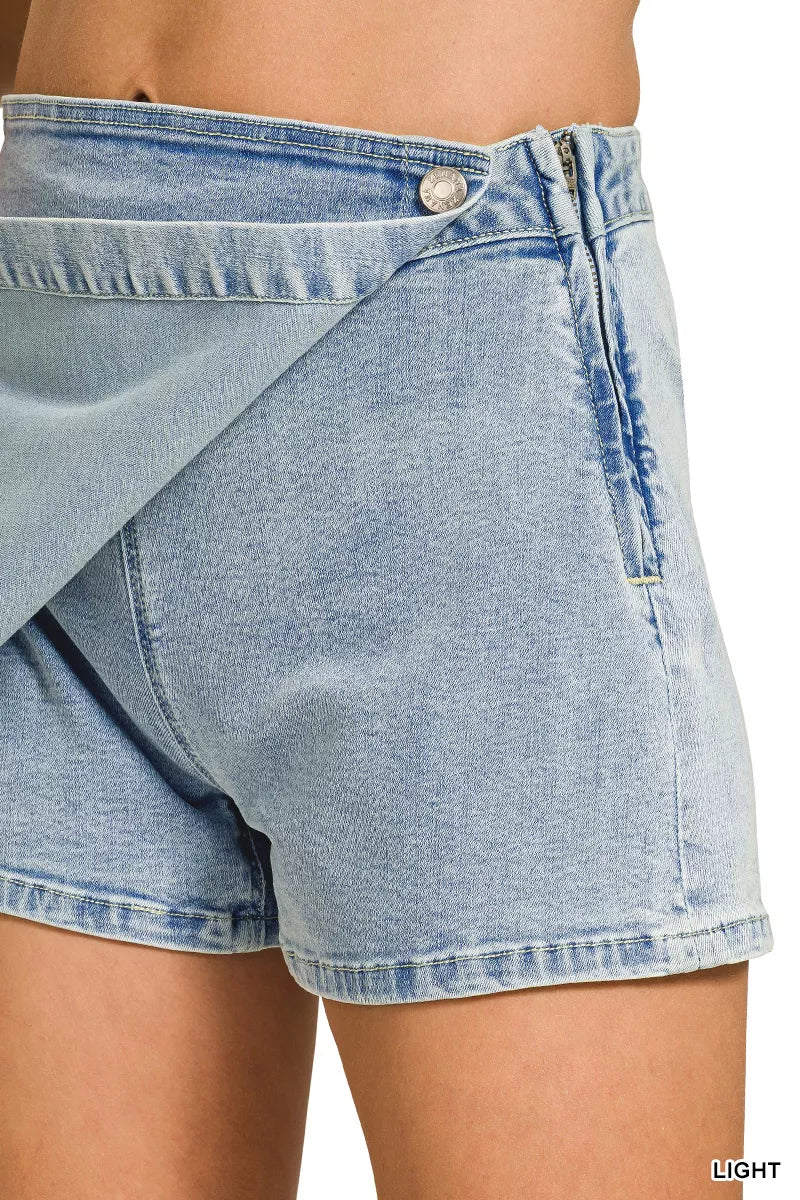 Zenana Wrap Front Denim Skort
