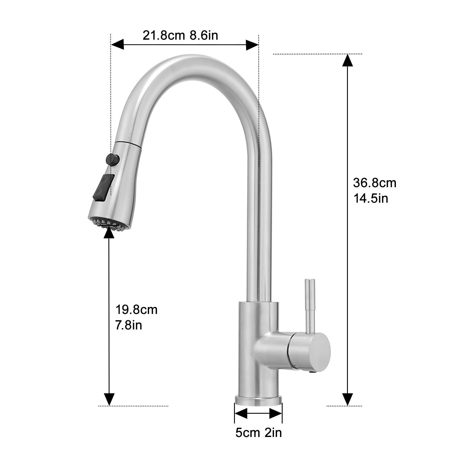 Kitchen Sink Faucet, Brushed Nickel Kitchen Faucets with Pull out Sprayer Stainless Steel Kitchen Faucet