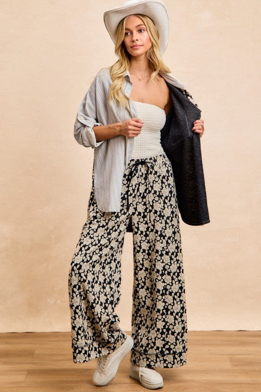 BiBi Stripes Jacquard Floral Mix And Match Shirt Top